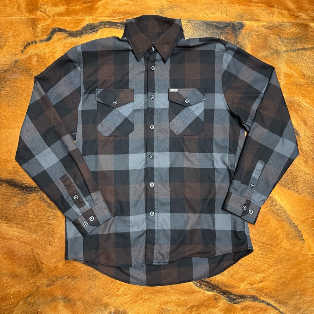 Dixxon Valencia men's Plaid Flannel Shirt - Black and Brown large